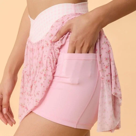 New Blogilates Women's Ballerina Skort - Pink Gingham M - Picture 1 of 15